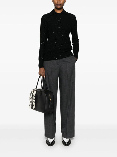 sequin-embellished polo top